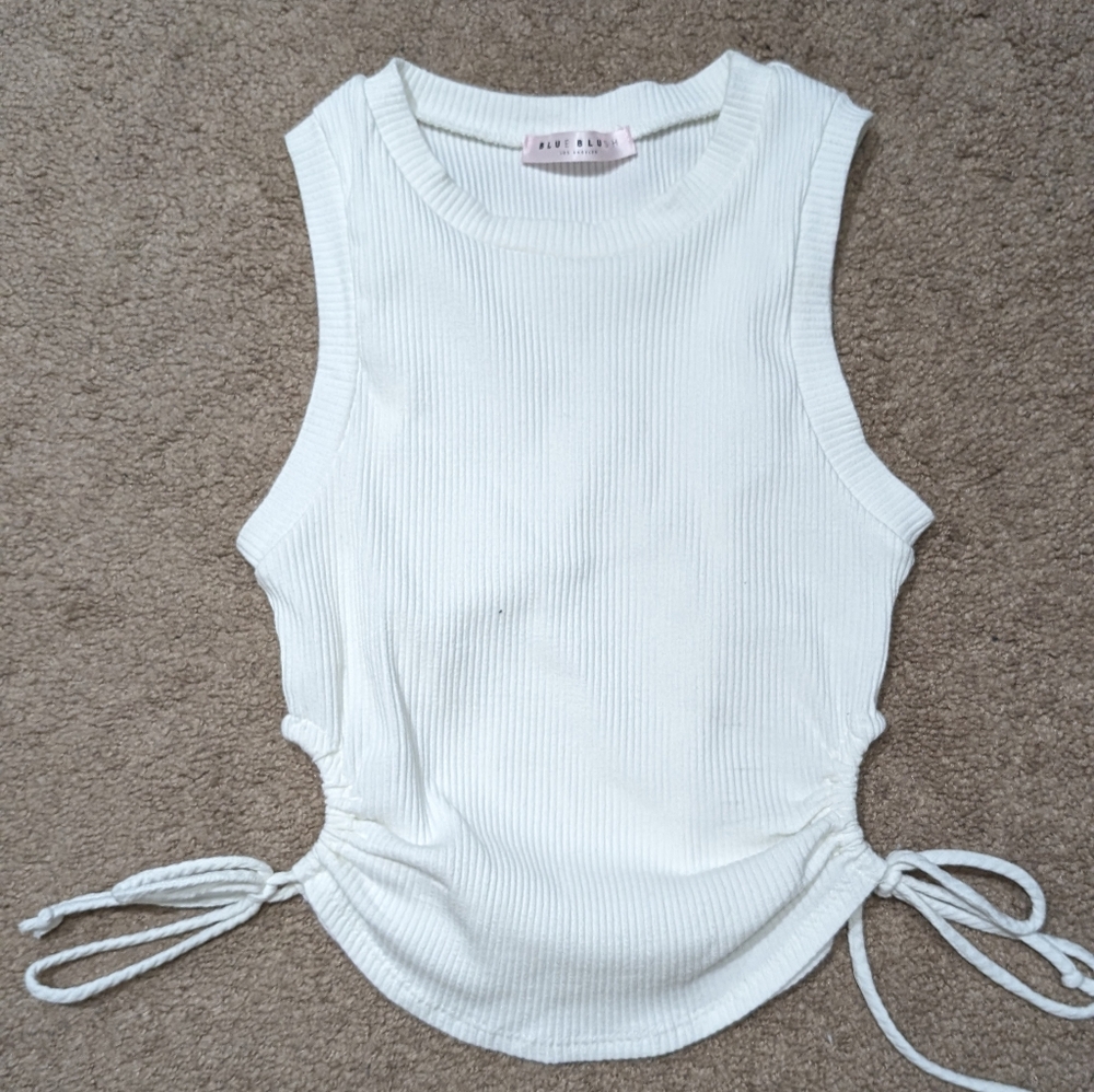 Sleeveless White Crop Tee